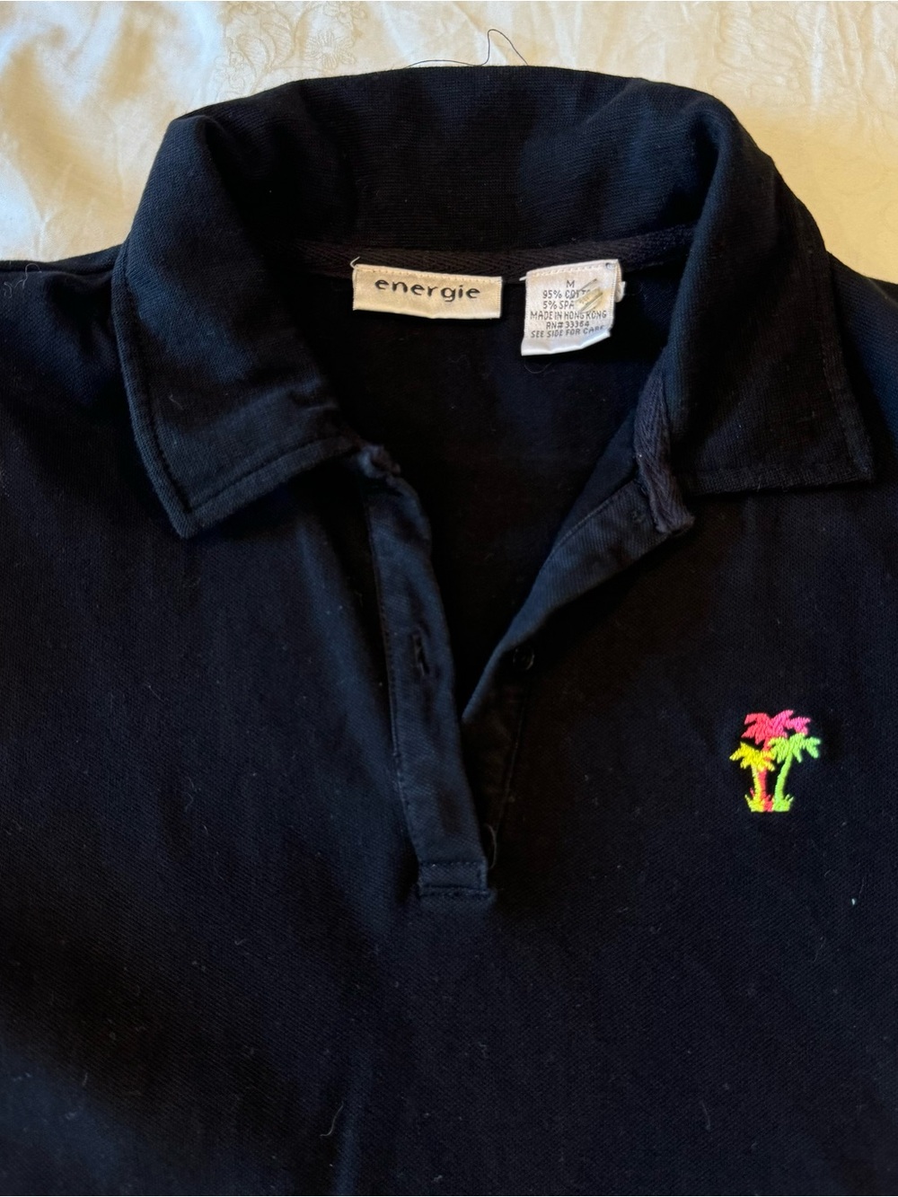 Energie Black Polo Dress with Palm Tree Embroidery - Picture 4 of 4